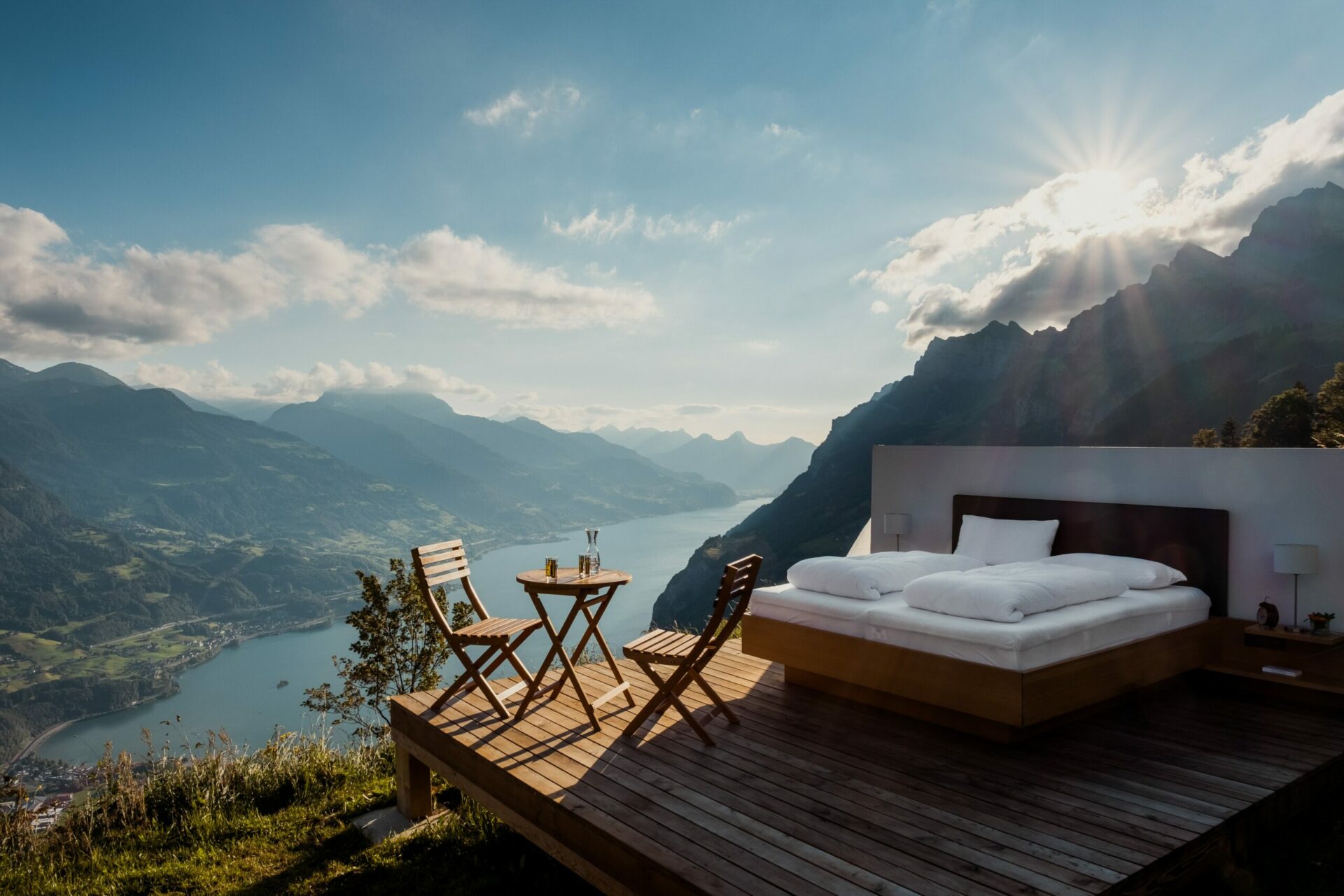 hotel room on a mountain top